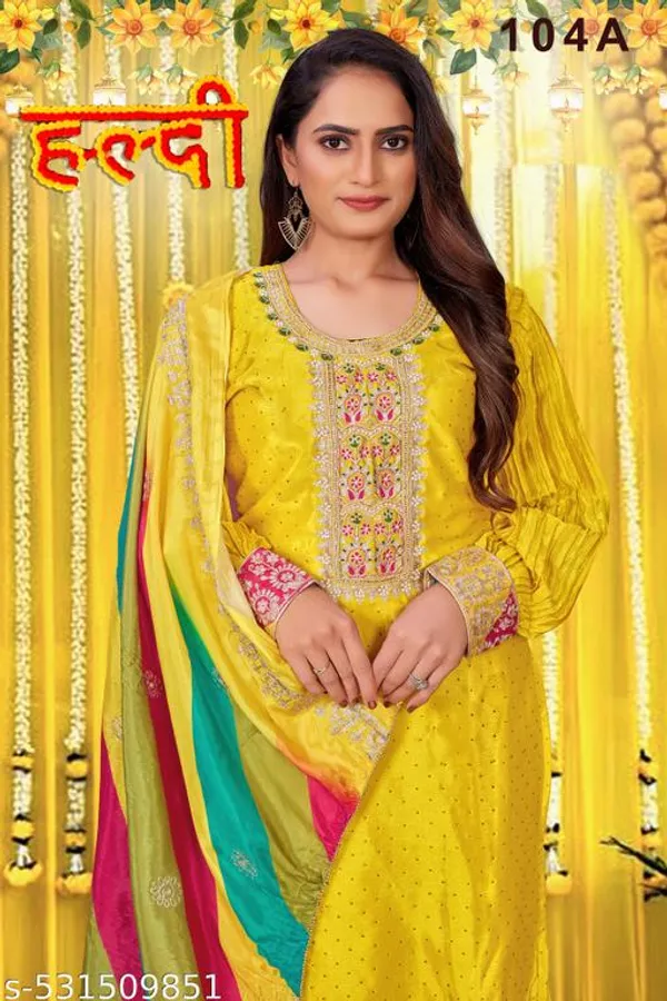 Yellow_Chinon_Fabrics_Unstitched_Suit_With_Stitched_Chinon_Gharara_And_Chinon_Dupatta_For_Women