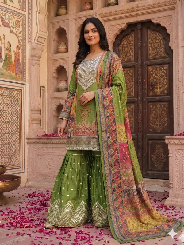 Chinon_Fabric_Semi_Stiched_Suit_With_Chinon_Digital_Print_Mirror_Work_Dupatta_And_Chinon_Garara