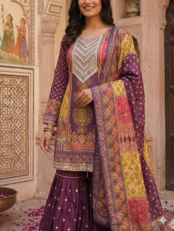 Chinon_Fabric_Semi_Stiched_Suit_With_Chinon_Digital_Print_Mirror_Work_Dupatta_And_Chinon_Garara