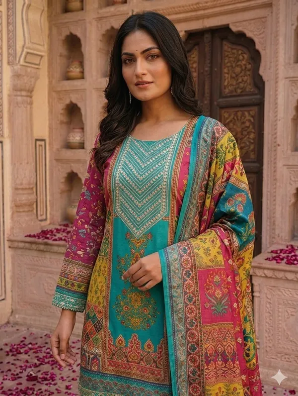 Chinon_Fabric_Semi_Stiched_Suit_With_Chinon_Digital_Print_Mirror_Work_Dupatta_And_Chinon_Garara