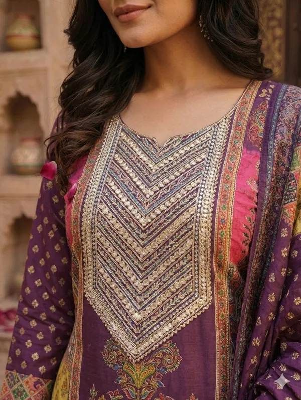 Chinon_Fabric_Semi_Stiched_Suit_With_Chinon_Digital_Print_Mirror_Work_Dupatta_And_Chinon_Garara