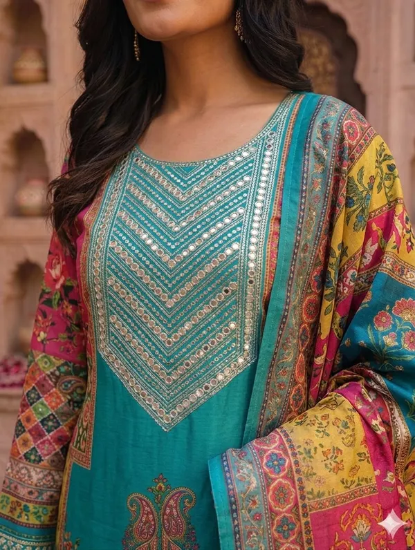 Chinon_Fabric_Semi_Stiched_Suit_With_Chinon_Digital_Print_Mirror_Work_Dupatta_And_Chinon_Garara