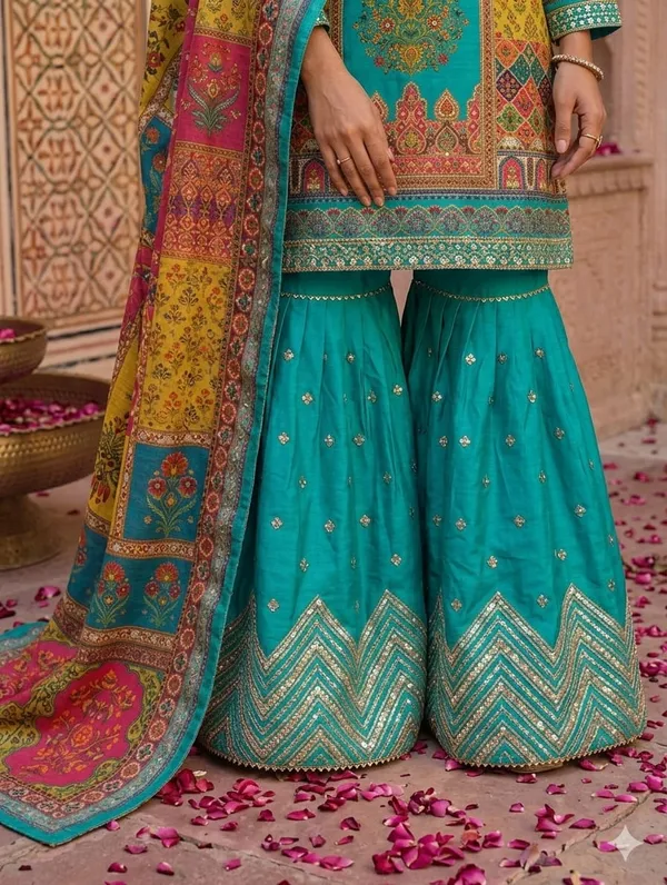 Chinon_Fabric_Semi_Stiched_Suit_With_Chinon_Digital_Print_Mirror_Work_Dupatta_And_Chinon_Garara