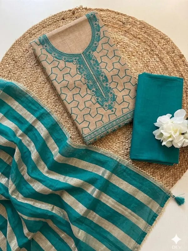 Jaam_Fabric_Unstich_Suit_With_Chanderi_Patta_Dupatta_And_Unstich_Rayon_Bottom