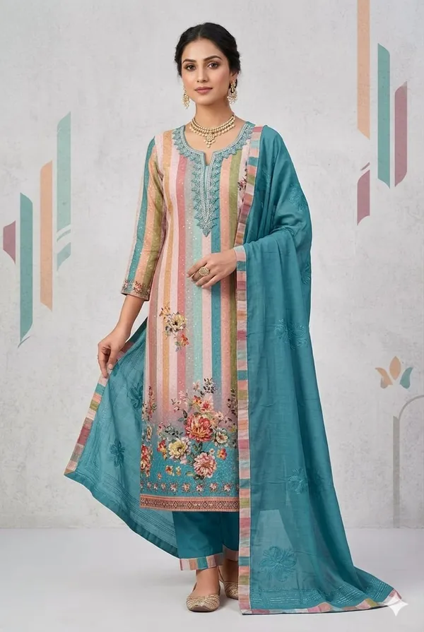 Muslin_Fabric_Unstich_Suit_With_Chanderi_Dupatta_And_Unstich_Rayon_Bottom