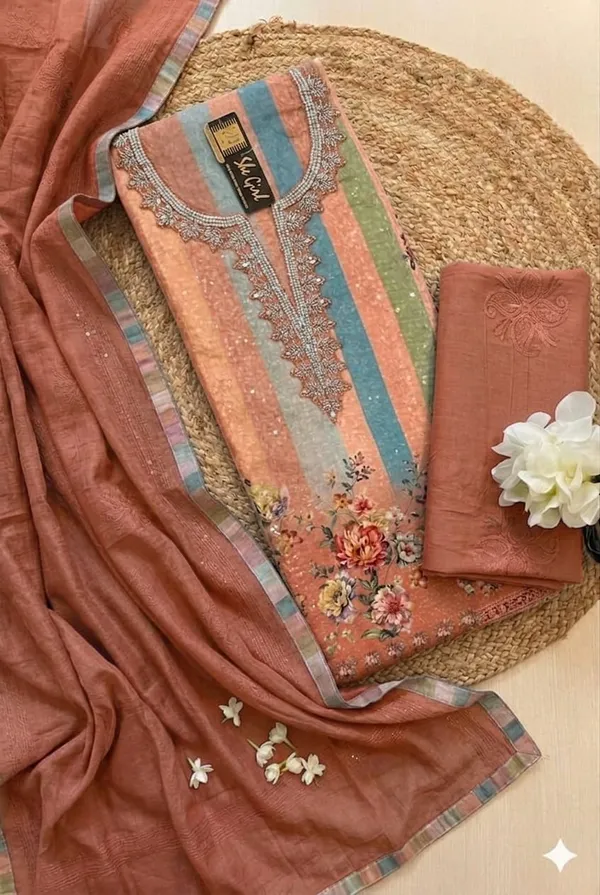 Muslin_Fabric_Unstich_Suit_With_Chanderi_Dupatta_And_Unstich_Rayon_Bottom