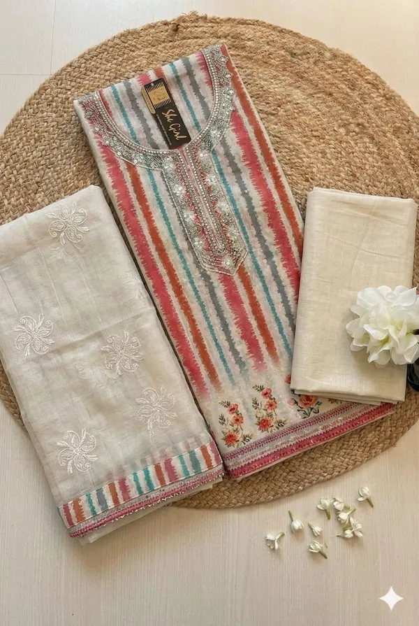 Muslin_Fabric_Unstich_Suit_With_Chanderi_Dupatta_And_Unstich_Rayon_Bottom