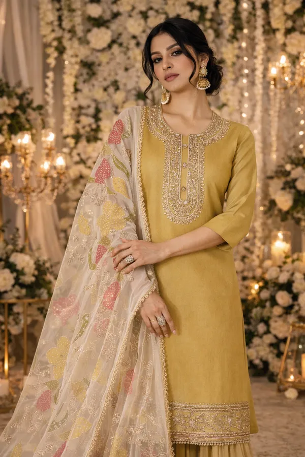 She_Girl's_H.O_Fabric_Semi_Stiched_Suit_With_Sharara_And_Brushprint_Dupatta