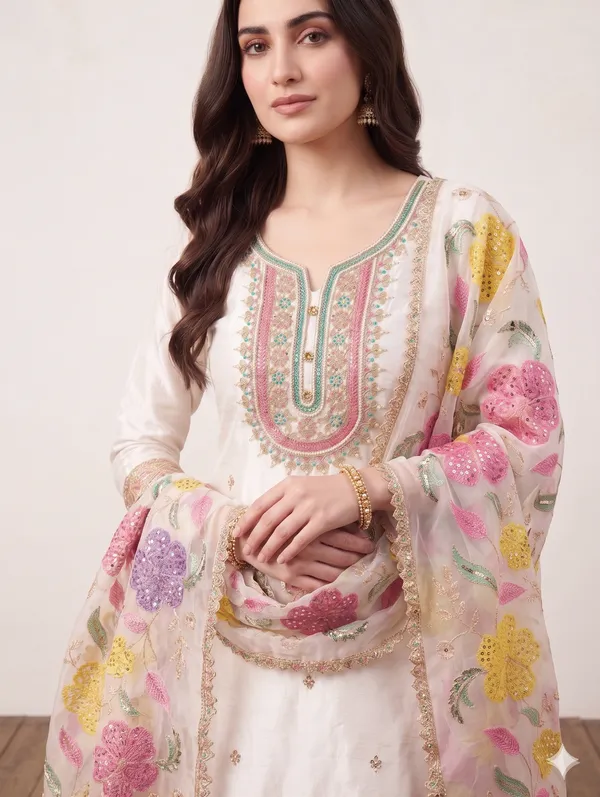 She_Girl_Women's_Chinon_Fabric_Semi_Stiched_Suit_With_Chinon_Garara_And_Organza_Brushprint_Dupatta