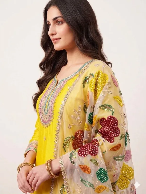 She_Girl_Women's_Chinon_Fabric_Semi_Stiched_Suit_With_Chinon_Garara_And_Organza_Brushprint_Dupatta