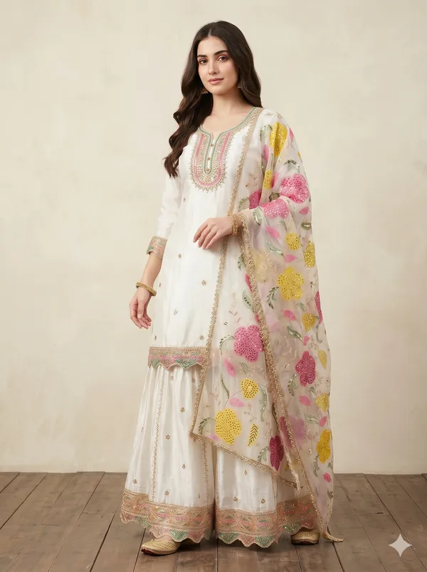 She_Girl_Women's_Chinon_Fabric_Semi_Stiched_Suit_With_Chinon_Garara_And_Organza_Brushprint_Dupatta