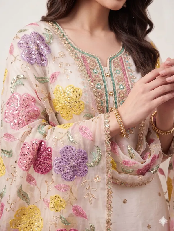 She_Girl_Women's_Chinon_Fabric_Semi_Stiched_Suit_With_Chinon_Garara_And_Organza_Brushprint_Dupatta