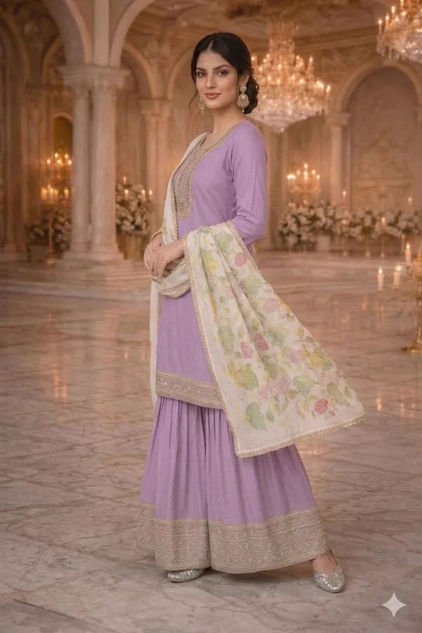 She_Girl_Women's_H.O_Fabric_Semi_Stiched_Suit_With_Brushpint_Dupatta_And_H.O_Fabric_Garara