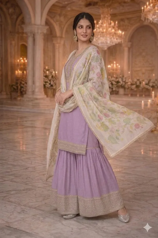 She_Girl_Women's_H.O_Fabric_Semi_Stiched_Suit_With_Brushpint_Dupatta_And_H.O_Fabric_Garara