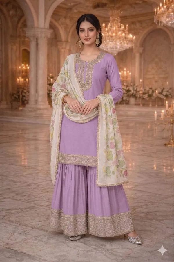 She_Girl_Women's_H.O_Fabric_Semi_Stiched_Suit_With_Brushpint_Dupatta_And_H.O_Fabric_Garara
