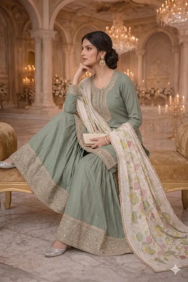She_Girl_Women's_H.O_Fabric_Semi_Stiched_Suit_With_Brushprint_Dupatta_And_H.O_Fabric_Garara