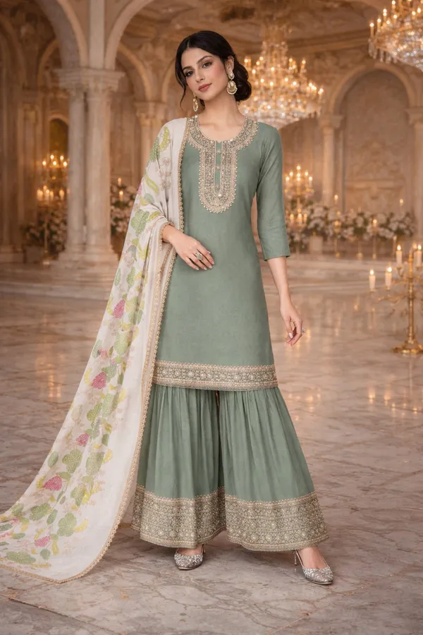 She_Girl_Women's_H.O_Fabric_Semi_Stiched_Suit_With_Brushprint_Dupatta_And_H.O_Fabric_Garara