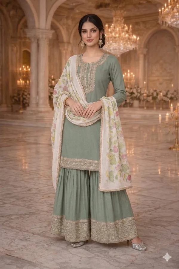 She_Girl_Women's_H.O_Fabric_Semi_Stiched_Suit_With_Brushprint_Dupatta_And_H.O_Fabric_Garara