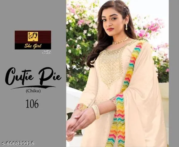 Cream_Chinon_Fabrics_Unstitched_Suit_With_Stitched_Chinon_Gharara_And_Chinon_Dupatta_For_Women