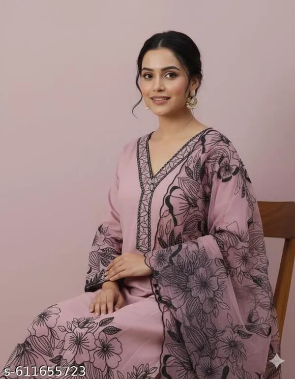 Pink_Muslin_Fabric_Unstitched_Suit_With_Net_Dupatta_And_Unstitched_Rayon_Bottom_For_Women