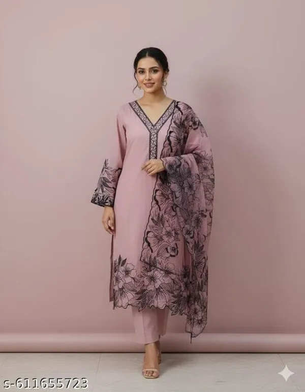 Pink_Muslin_Fabric_Unstitched_Suit_With_Net_Dupatta_And_Unstitched_Rayon_Bottom_For_Women