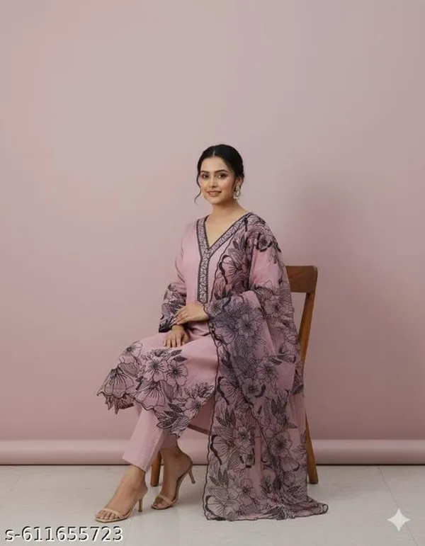 Pink_Muslin_Fabric_Unstitched_Suit_With_Net_Dupatta_And_Unstitched_Rayon_Bottom_For_Women