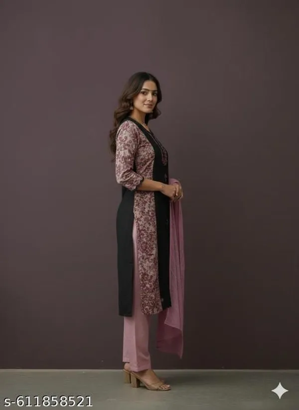 Black_And_Purple_Jaam_Fabric_Unstitched_Suit_With_Cotton_Dupatta_And_Unstitched_Rayon_Bottom_For_Women