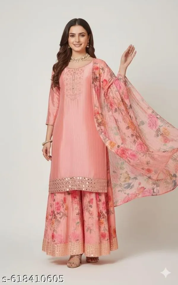 Pink_Chinon_Fabric_Unstitched_Suit_With_Stitched_Chinon_Gharara_And_Chinon_Dupatta_For_Women