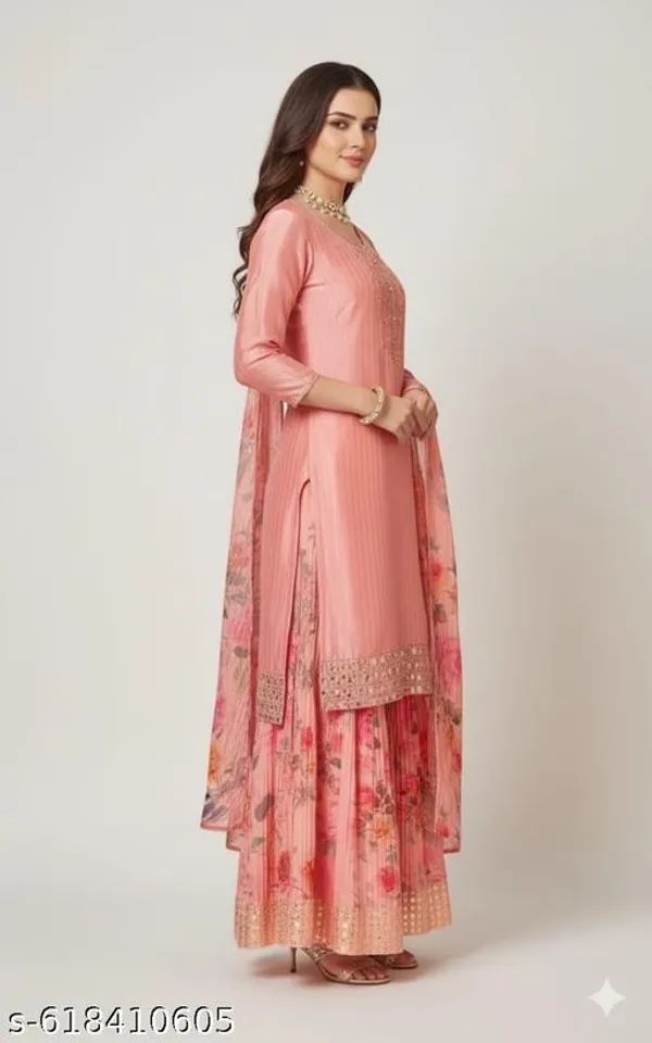 Pink_Chinon_Fabric_Unstitched_Suit_With_Stitched_Chinon_Gharara_And_Chinon_Dupatta_For_Women
