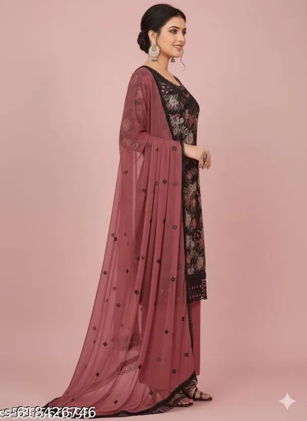 Black_Muslin_Fabric_Unstitched_Suit_With_Nazneen_Dupatta_And_Unstitched_Rayon_Bottom_For_Women