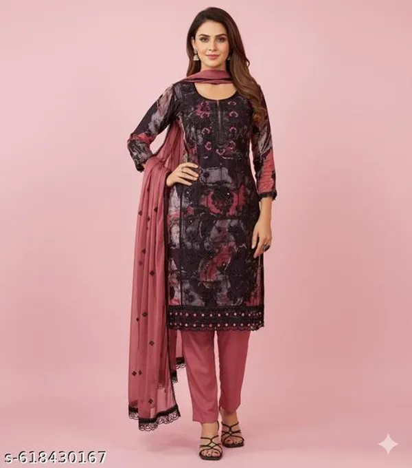 Black_Muslin_Fabric_Unstitched_Suit_With_Nazneen_Dupatta_And_Unstitched_Rayon_Bottom_For_Women