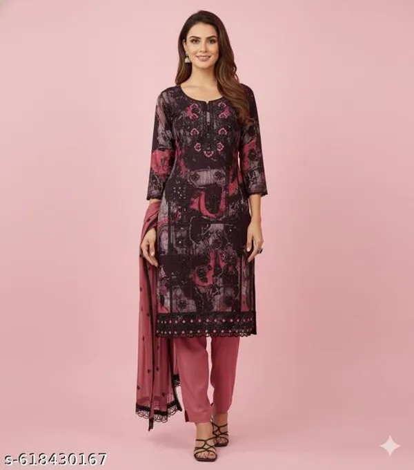 Black_Muslin_Fabric_Unstitched_Suit_With_Nazneen_Dupatta_And_Unstitched_Rayon_Bottom_For_Women
