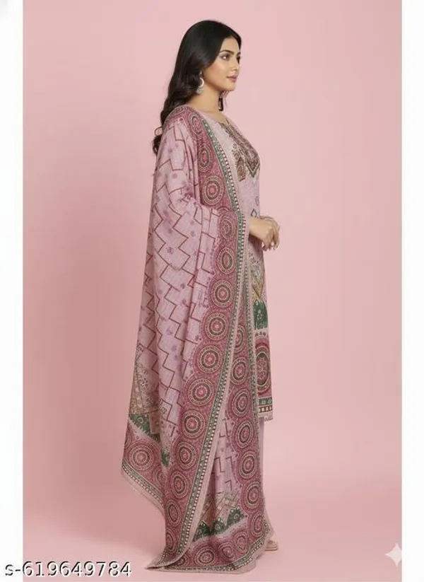 Pink_Muslin_Fabric_Unstitched_Suit_With_Chanderi_Dupatta_And_Indo_Unstitched_Bottom_For_Women