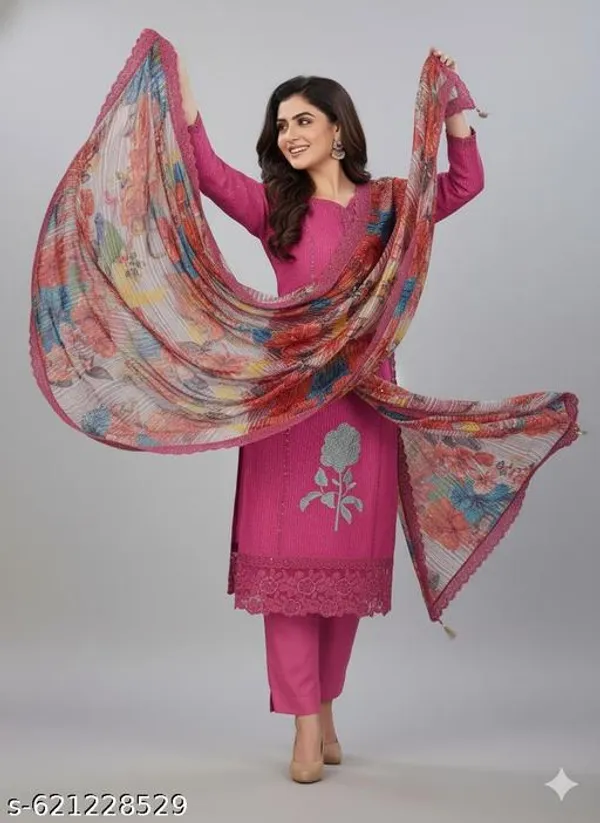 Pink_Roman_Fabric_Unstitched_Suit_With_Roman_Dupatta_And_Unstitched_Rayon_Bottom_For_Women