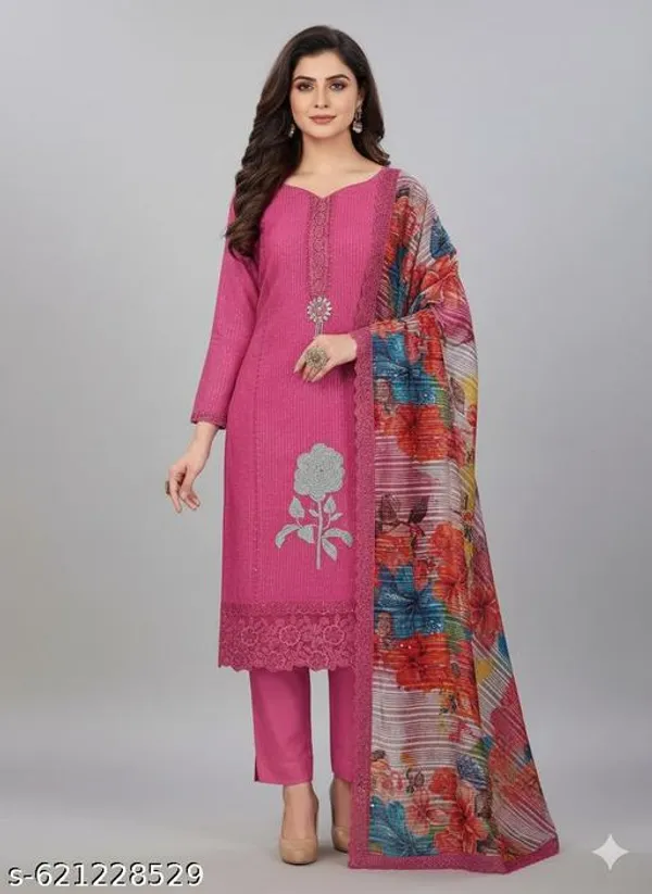 Pink_Roman_Fabric_Unstitched_Suit_With_Roman_Dupatta_And_Unstitched_Rayon_Bottom_For_Women