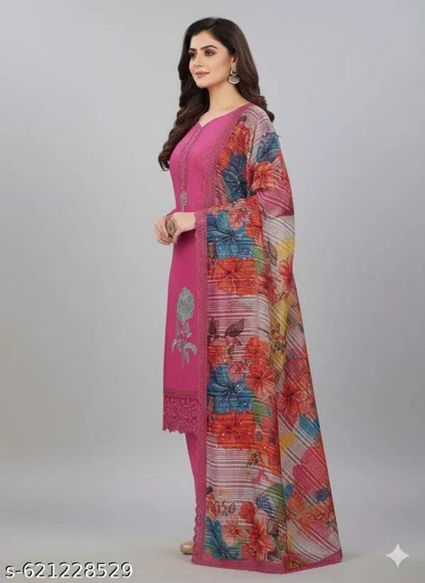 Pink_Roman_Fabric_Unstitched_Suit_With_Roman_Dupatta_And_Unstitched_Rayon_Bottom_For_Women
