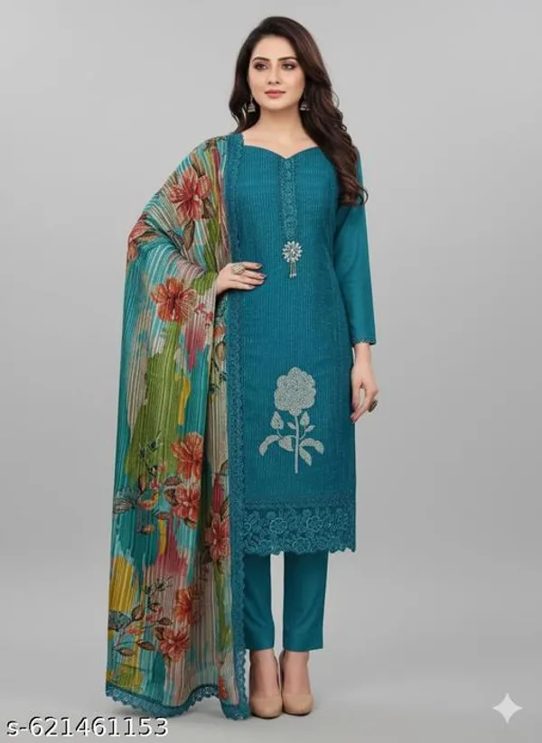 Blue_Roman_Fabric_Unstitched_Suit_With_Chiffon_Dupatta_And_Unstitched_Indo_Bottom_For_Women