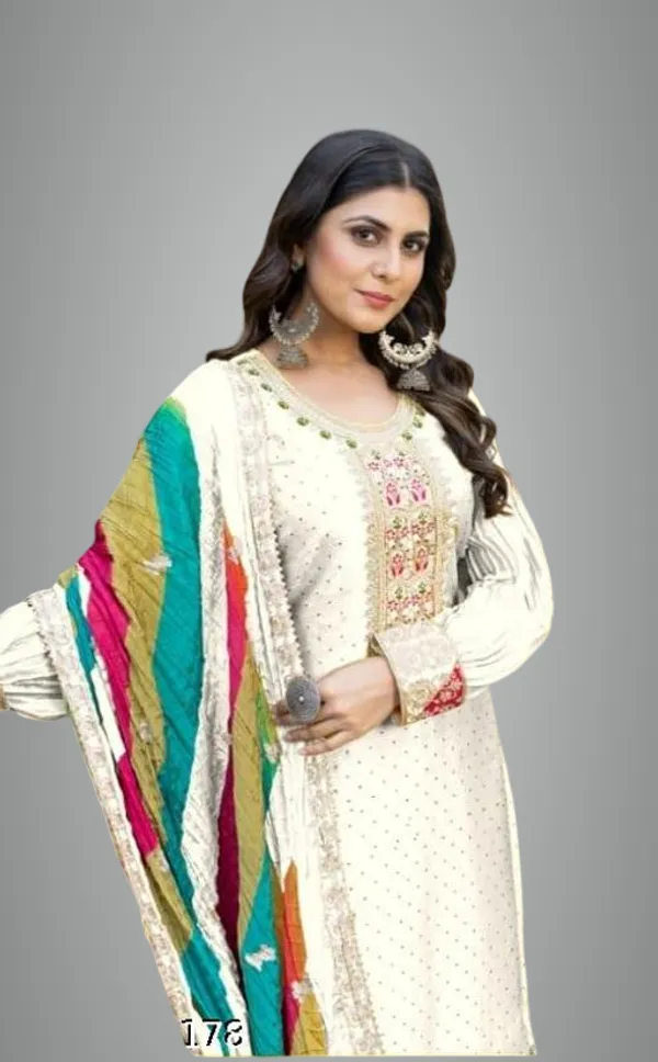 Cream_Chinon_Fabrics_Unstitched_Suit_With_Stitched_Chinon_Gharara_And_Chinon_Dupatta_For_Women