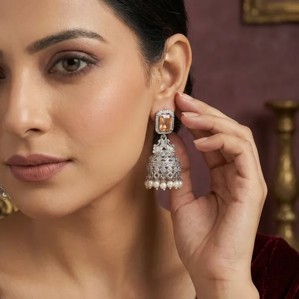 White_Golden_Alloy_Earrings_For_Women