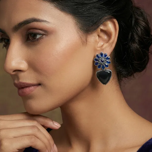 Silver_And_Blue_Brass_Earrings_For_Women