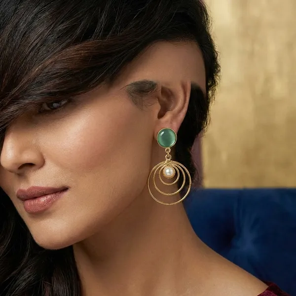 Green_And_Golden_Brass_Earrings_For_Women