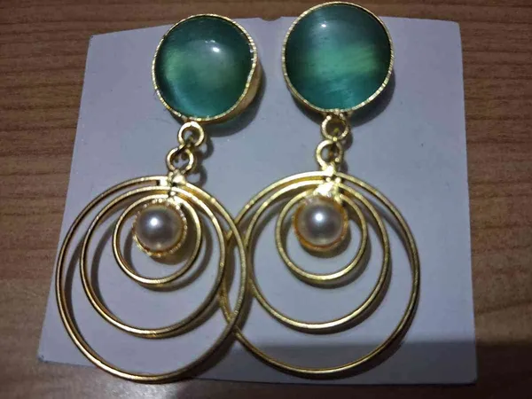 Green_And_Golden_Brass_Earrings_For_Women