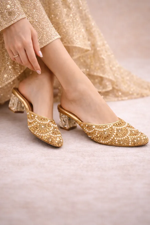 Golden_Partywear_Pearl_Work_Slip-On_Heels_For_Women
