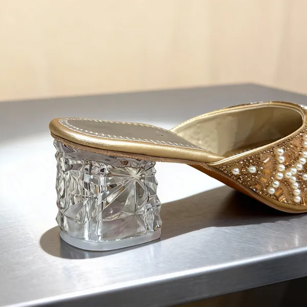 Golden_Partywear_Pearl_Work_Slip-On_Heels_For_Women