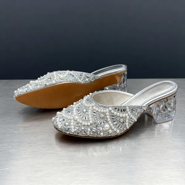 Silver_Partywear_Pearl_Work_Slip-On_Heels_For_Women