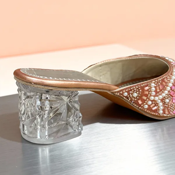 Peach_Party_Wear_Pearl_Work_Slip-On_Heels_For_Women