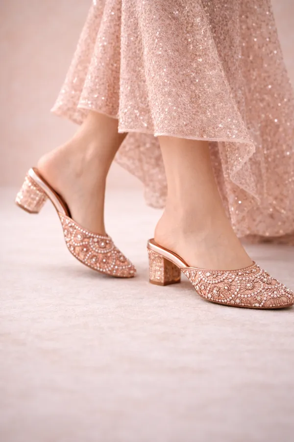 Peach_Party_Wear_Pearl_Work_Slip-On_Heels_For_Women