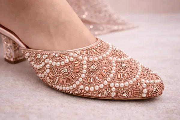Peach_Party_Wear_Pearl_Work_Slip-On_Heels_For_Women