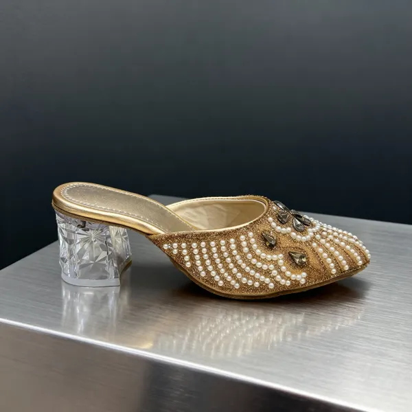 Golden_Pearl_Embellished_Block_Heel_Mules_For_Women