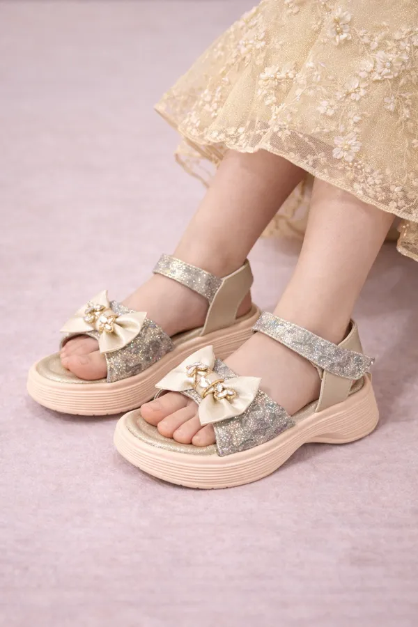 Golden_Sparkle_Belle_Crystal_Bow_Party_Sandals_For_Kids_And_Girls